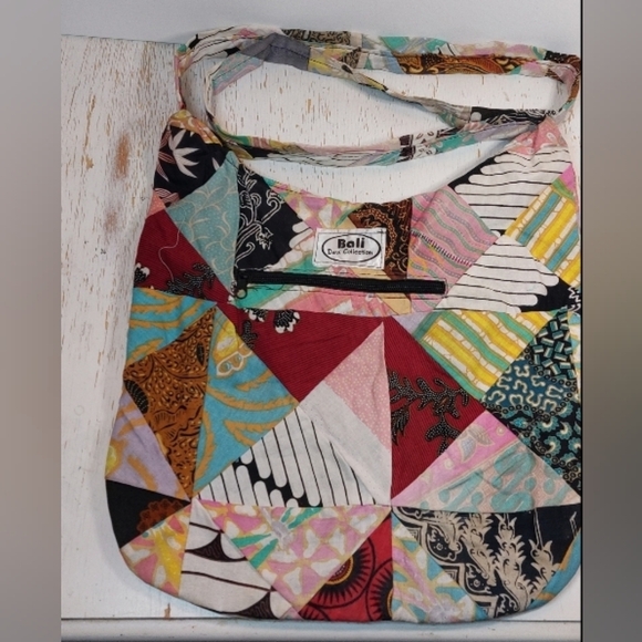 Boho Colorful Patchwork Crossbody Hippie Cotton Pouch Indie Tote Batik Hip Hop - Picture 2 of 8